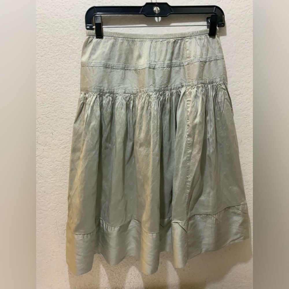 Calypso by Christiane Celle 100% Silk Metallic gray Skirt size XS